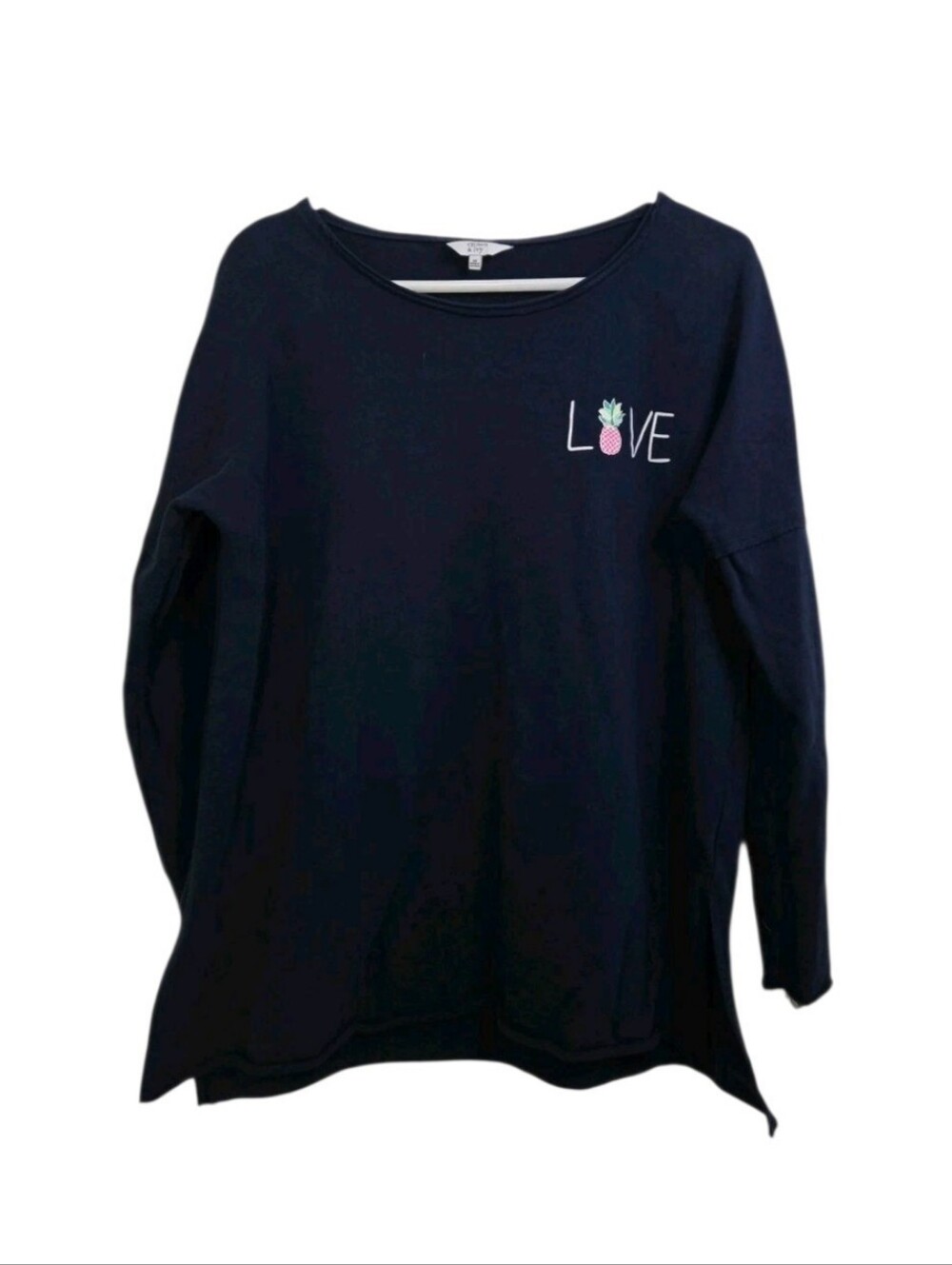 Women's Crown & Ivy Pineapple Love French Terry Sweatshirt Sz Medium